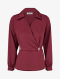 Blouse satinée à taille élastiquée - Bordeaux
