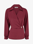 Blouse satinée à taille élastiquée - Bordeaux