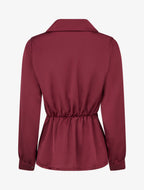 Blouse satinée à taille élastiquée - Bordeaux