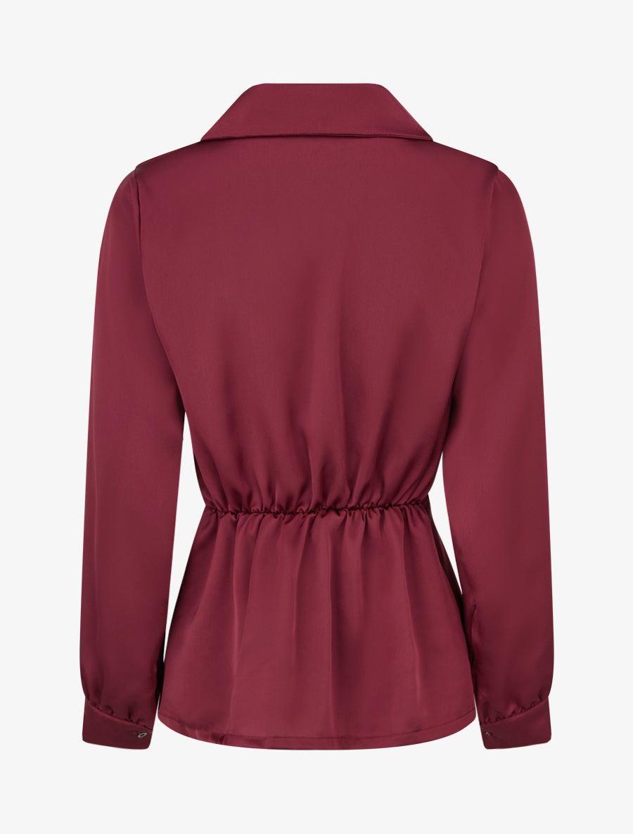 Blouse satinée à taille élastiquée - Bordeaux