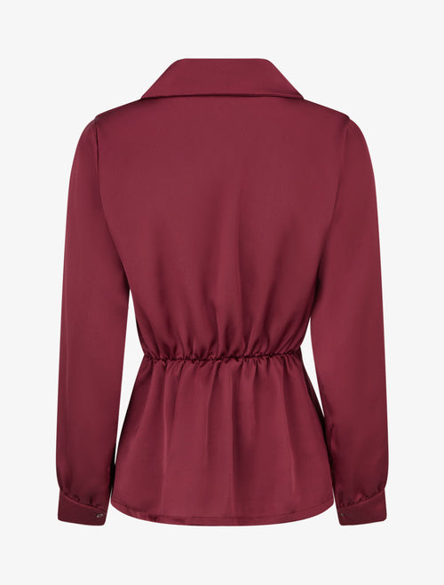 Blouse satinée à taille élastiquée - Bordeaux