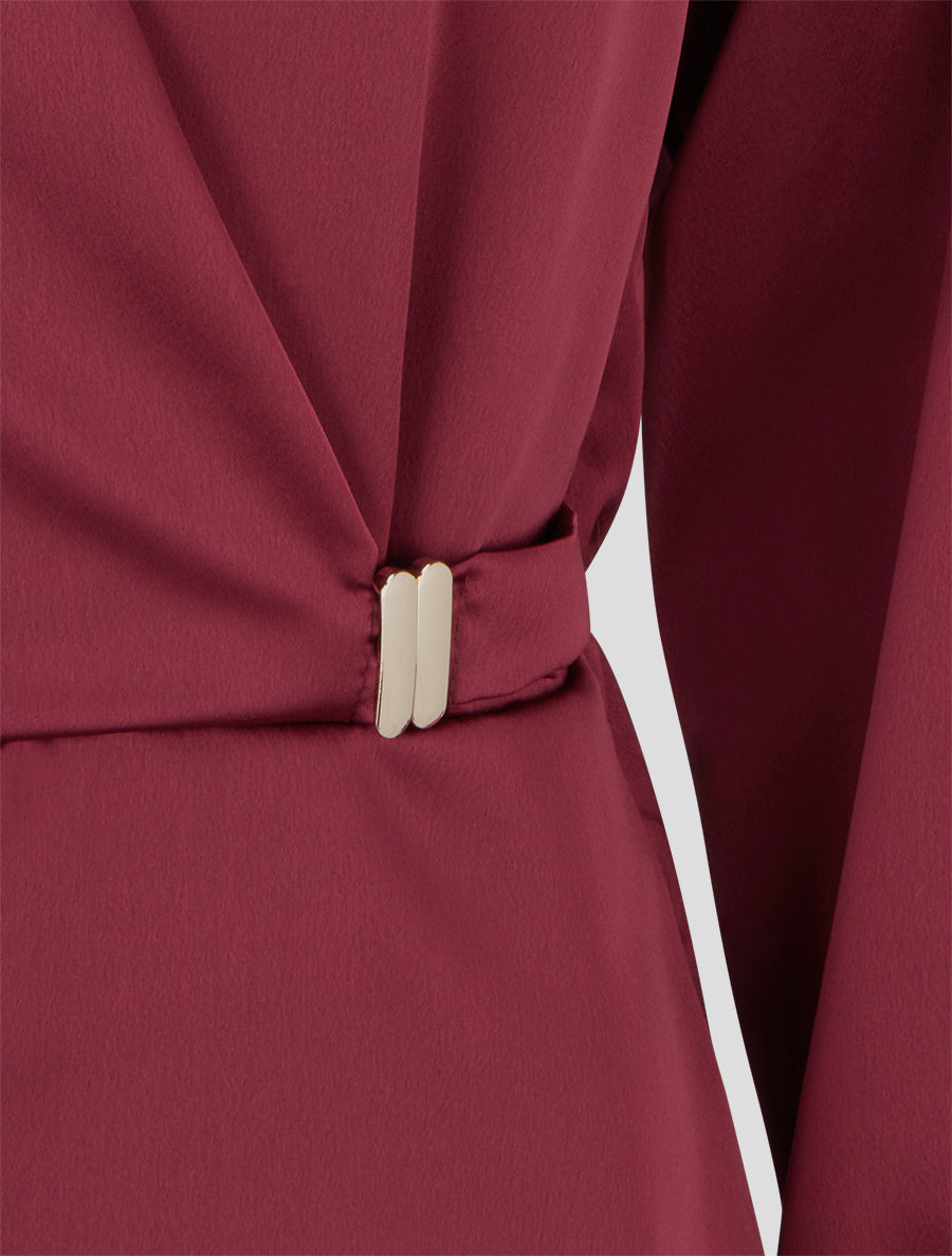 Blouse satinée à taille élastiquée - Bordeaux