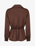 Blouse satinée à taille élastiquée - Marron