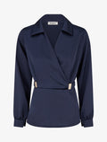 Blouse satinée à taille élastiquée - Marine