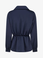 Blouse satinée à taille élastiquée - Marine