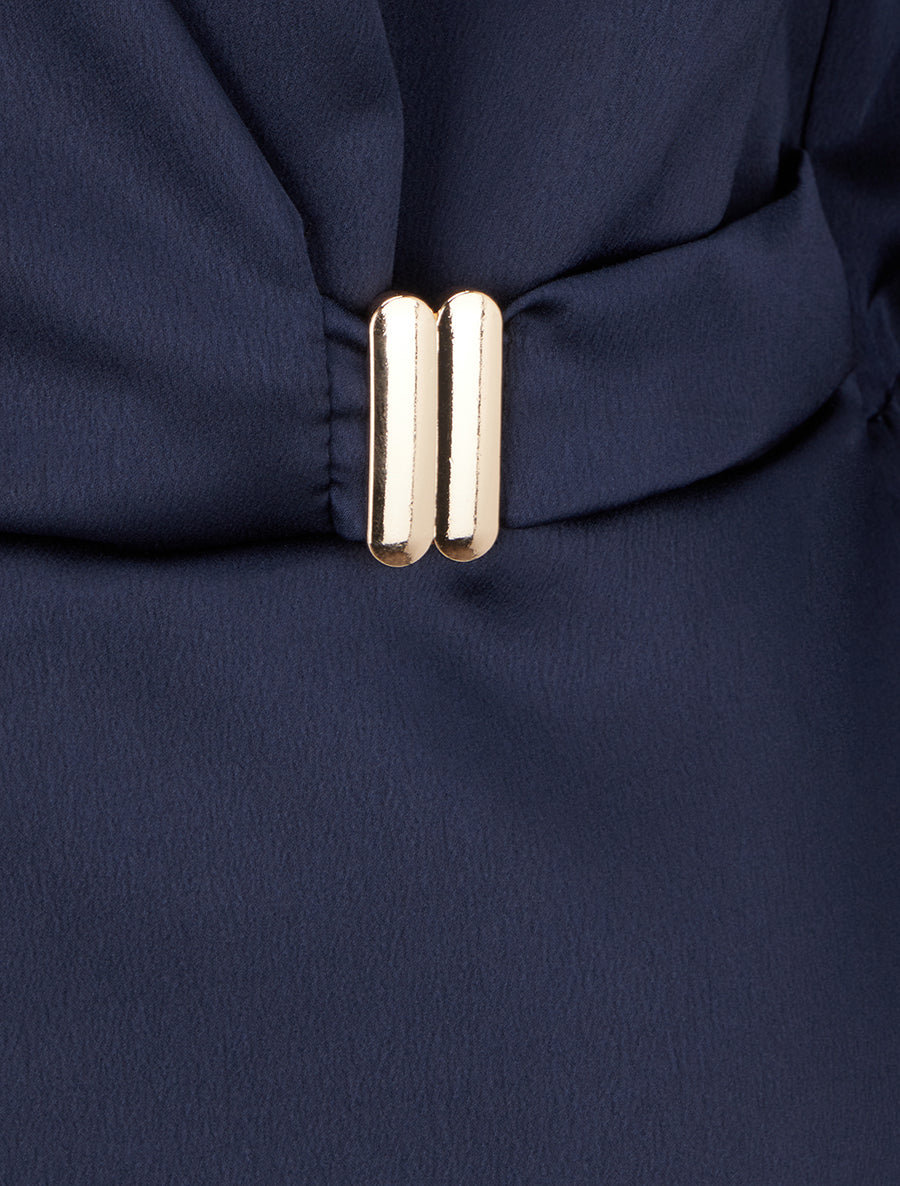 Blouse satinée à taille élastiquée - Marine