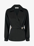 Blouse satinée à taille élastiquée - Noir