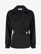 Blouse satinée à taille élastiquée - Noir