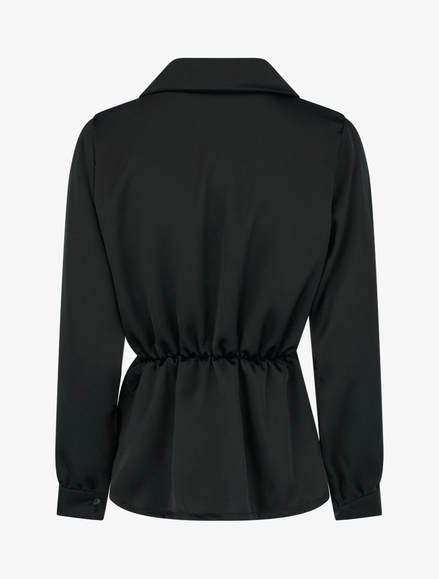 Blouse satinée à taille élastiquée - Noir