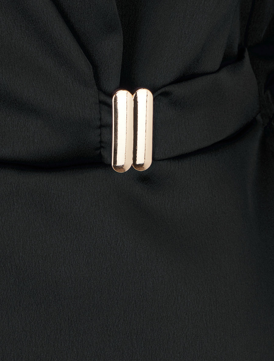 Blouse satinée à taille élastiquée - Noir