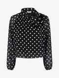 Blouse en voile imprimé à pois - Noir