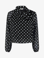 Blouse en voile imprimé à pois - Noir
