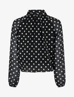 Blouse en voile imprimé à pois - Noir