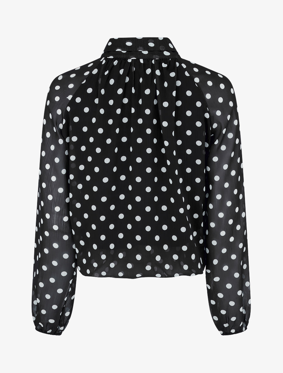 Blouse en voile imprimé à pois - Noir