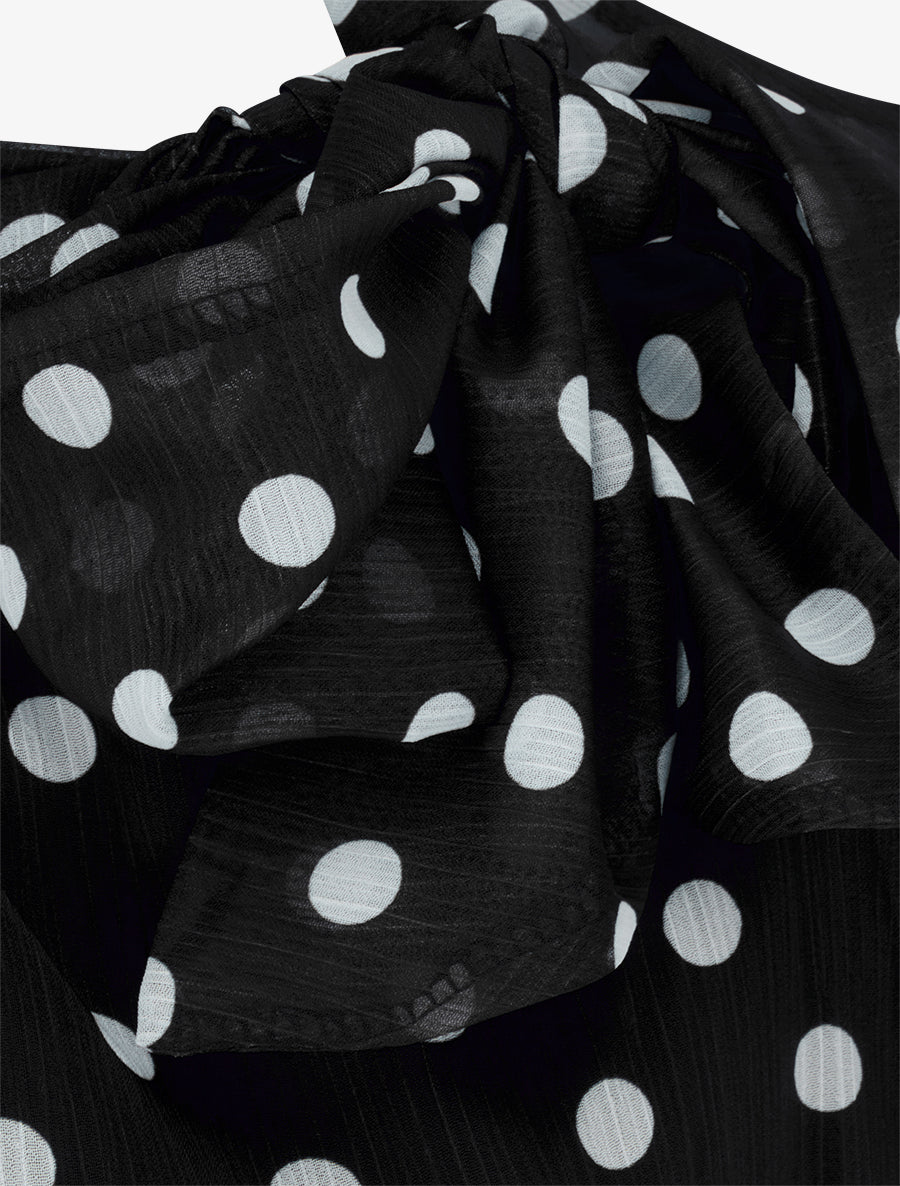 Blouse en voile imprimé à pois - Noir