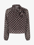 Blouse en voile imprimé à pois - Marron