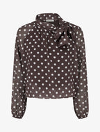 Blouse en voile imprimé à pois - Marron