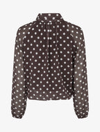 Blouse en voile imprimé à pois - Marron