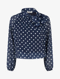 Blouse en voile imprimé à pois - Marine