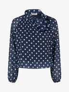 Blouse en voile imprimé à pois - Marine