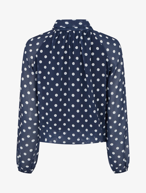 Blouse en voile imprimé à pois - Marine