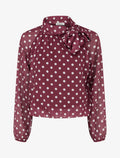 Blouse en voile imprimé à pois - Bordeaux