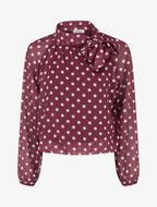 Blouse en voile imprimé à pois - Bordeaux