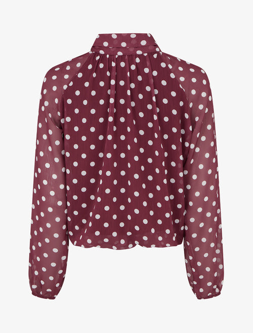 Blouse en voile imprimé à pois - Bordeaux