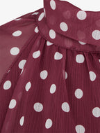 Blouse en voile imprimé à pois - Bordeaux