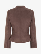 Veste style perfecto en suédine - Chocolat