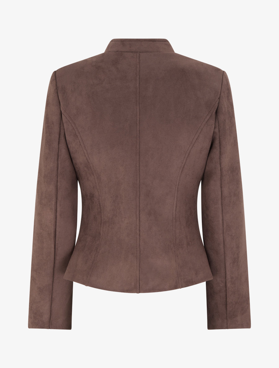 Veste style perfecto en suédine - Chocolat