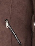 Veste style perfecto en suédine - Chocolat