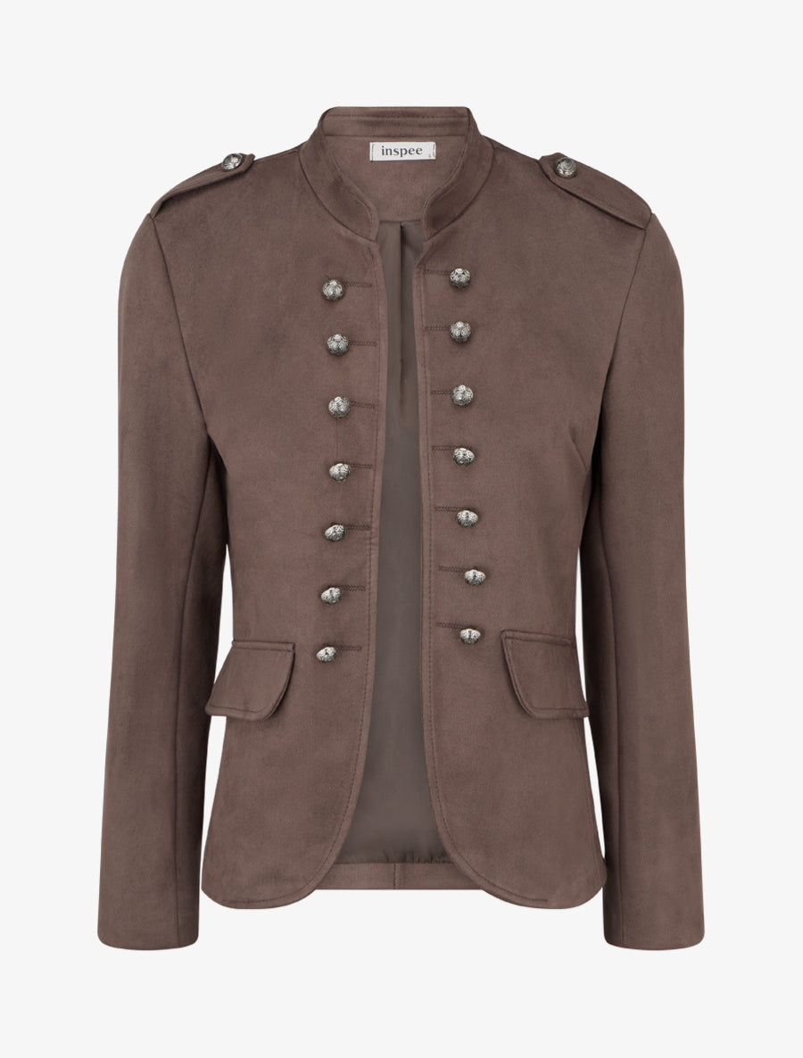 Veste en suédine style officier - Marron clair