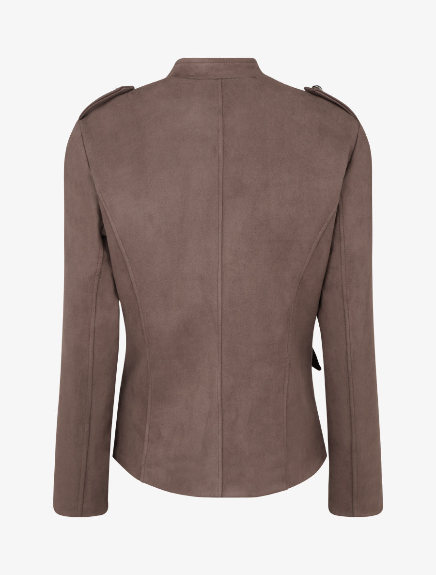 Veste en suédine style officier - Marron clair