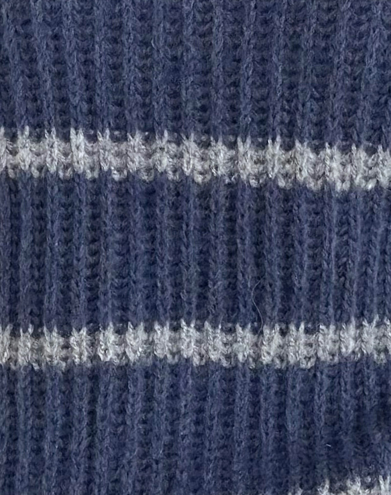 Pull Namirta en bleu avec une rayure grise
