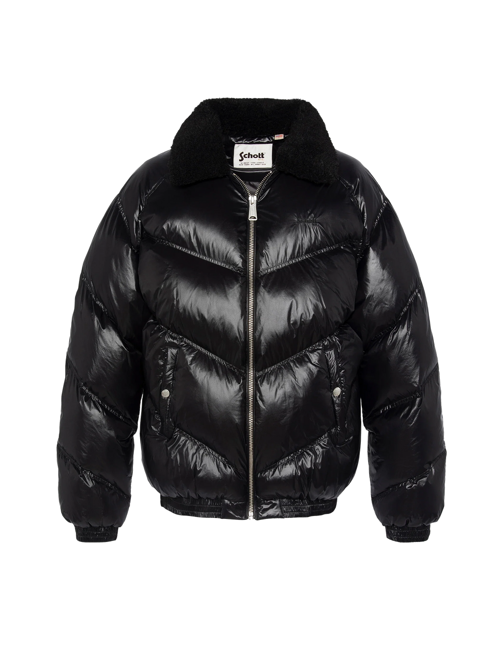 Doudoune rétro streetwear shiny noire