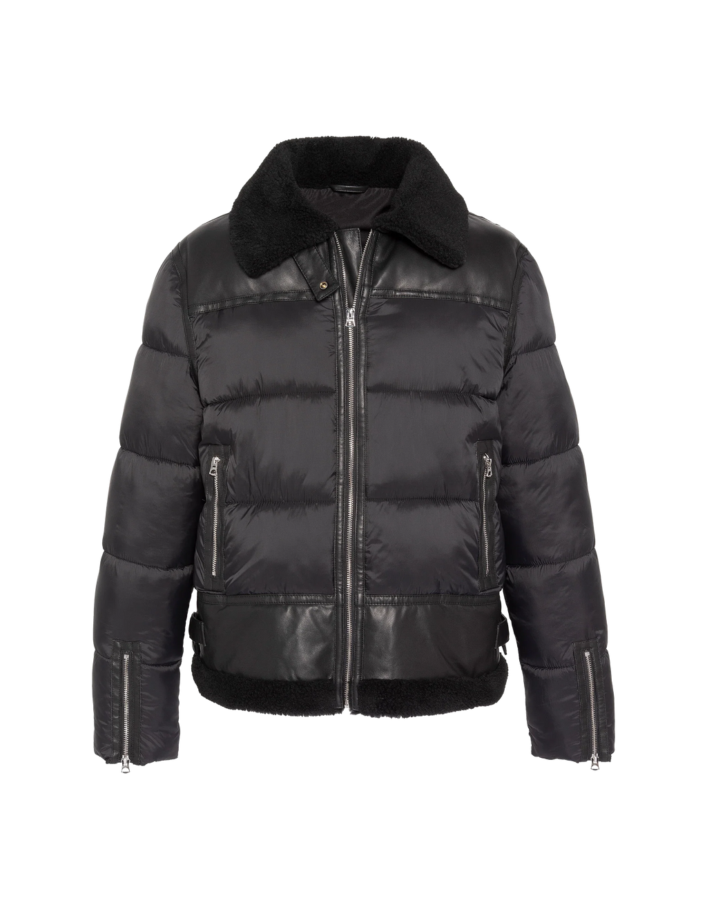 Doudoune bombardier bi-matière noire