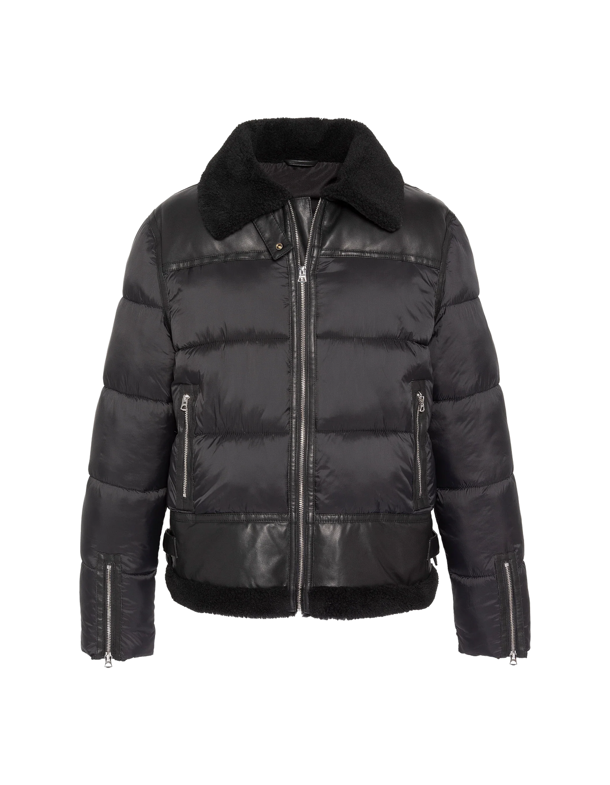 Doudoune bombardier bi-matière noire