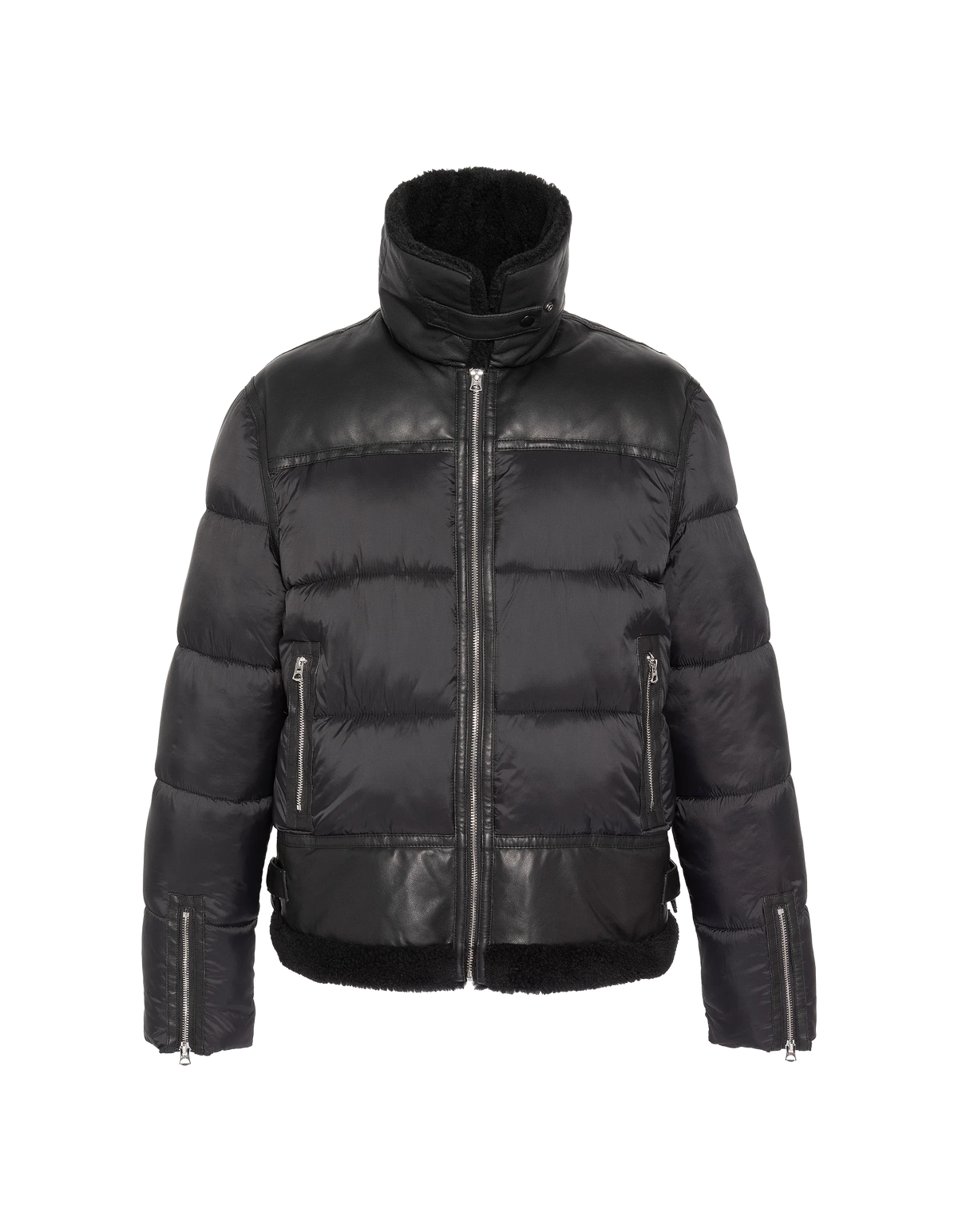 Doudoune bombardier bi-matière noire