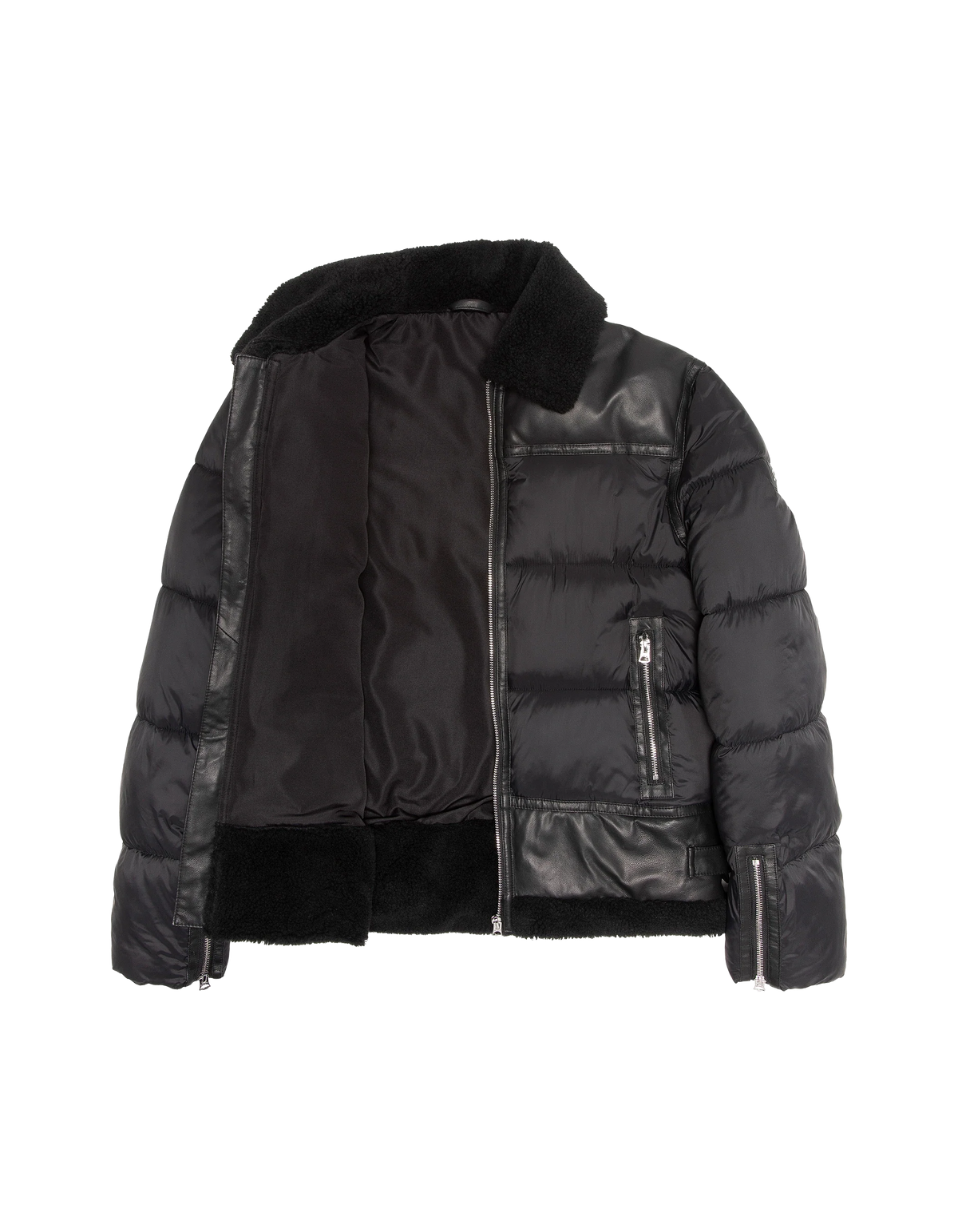 Doudoune bombardier bi-matière noire